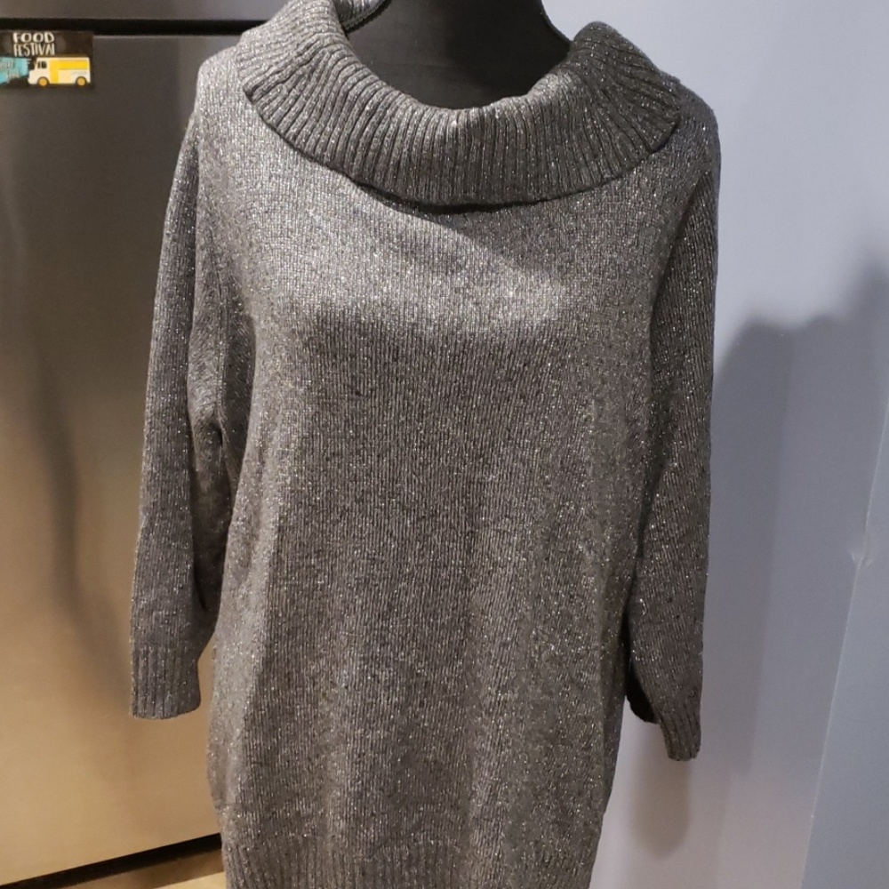 Charter Club 3x grey sparkly 3/4 sleeve sweater